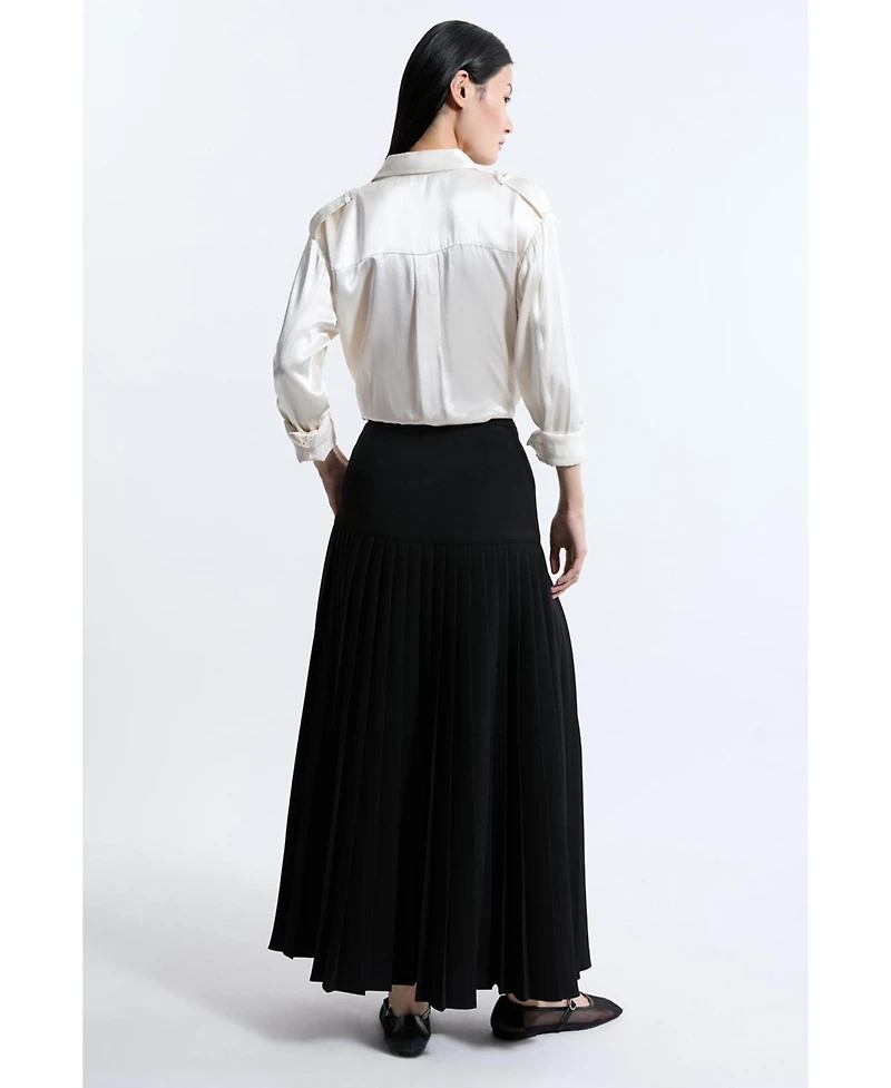 Karen Millen Women's Buckle Detailed Maxi Skirt