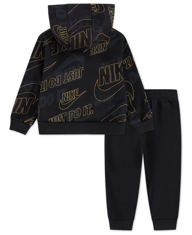 Nike Boys Toddler 2T-4T 2-Piece Sportswear Glow With Me Lightweight Fleece Hoodie and Pants Set