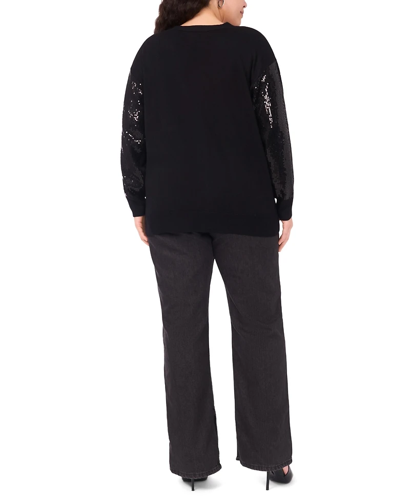 Vince Camuto Plus Sequined V-Neck Cardigan Sweater