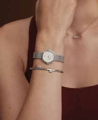 Olivia Burton Women's Charing Silver Tone Stainless Steel Bracelet Watch, 28.5mm