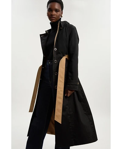 Karen Millen Women's Color Block Belted Tailored Trench Coat