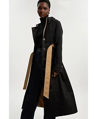 Karen Millen Women's Color Block Belted Tailored Trench Coat
