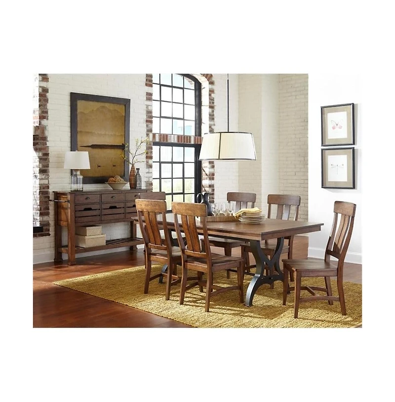 Intercon District Backless Dining Bench with Cast Iron Base