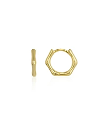 Bone Shape Hexagonal Huggie Hoop Earrings Sterling Silver