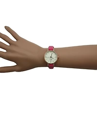 Olivia Pratt Hot Pink Faux Leather Small Face Chronograph Women Watch