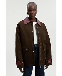 Karen Millen Quilted Contrast Collar Barn Jacket