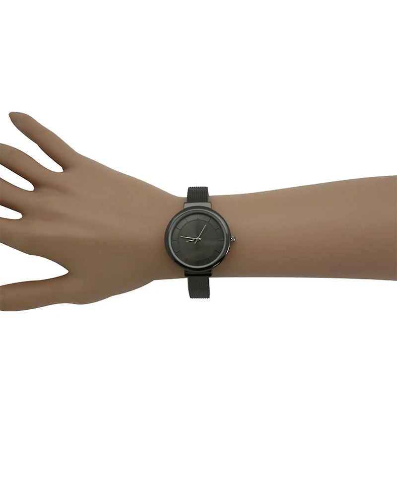 Olivia Pratt Gunmetal Shiny Face Textured Bangle Watch