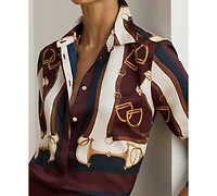 Lauren Ralph Petite Classic Fit Equestrian-Print Twill Shirt