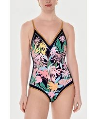 Jessie Zhao New York Women's Blush Jungle Reversible V-Neck One-Piece Swimsuit