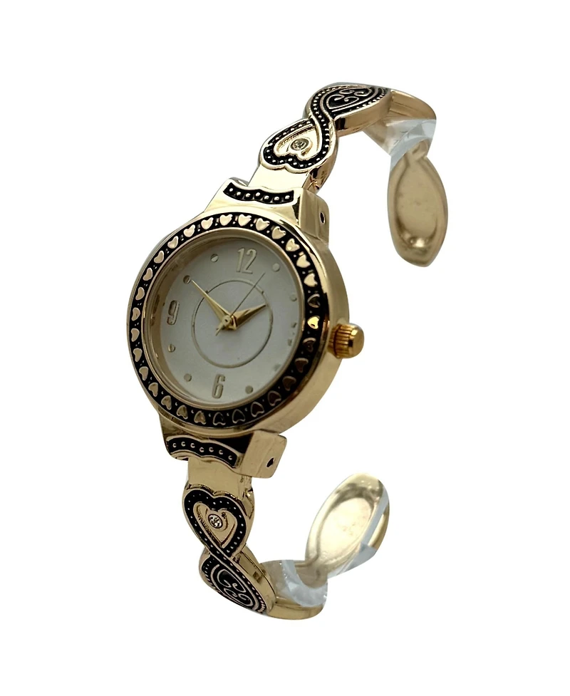 Olivia Pratt Elegant Heart Detailed Band Bangle Women Watch