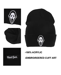 Ghostface Men's Embroidered Face Logo On Black Cuff Beanie