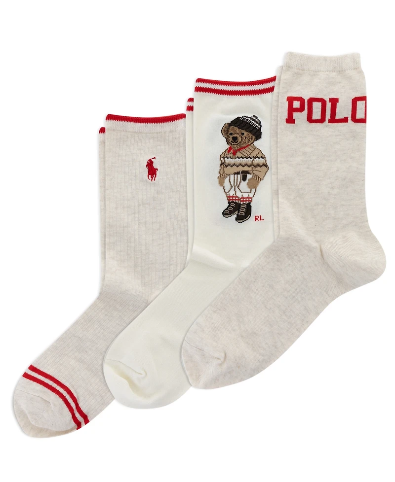 Polo Ralph Lauren Women's 3-Pack Colorado Bear Socks