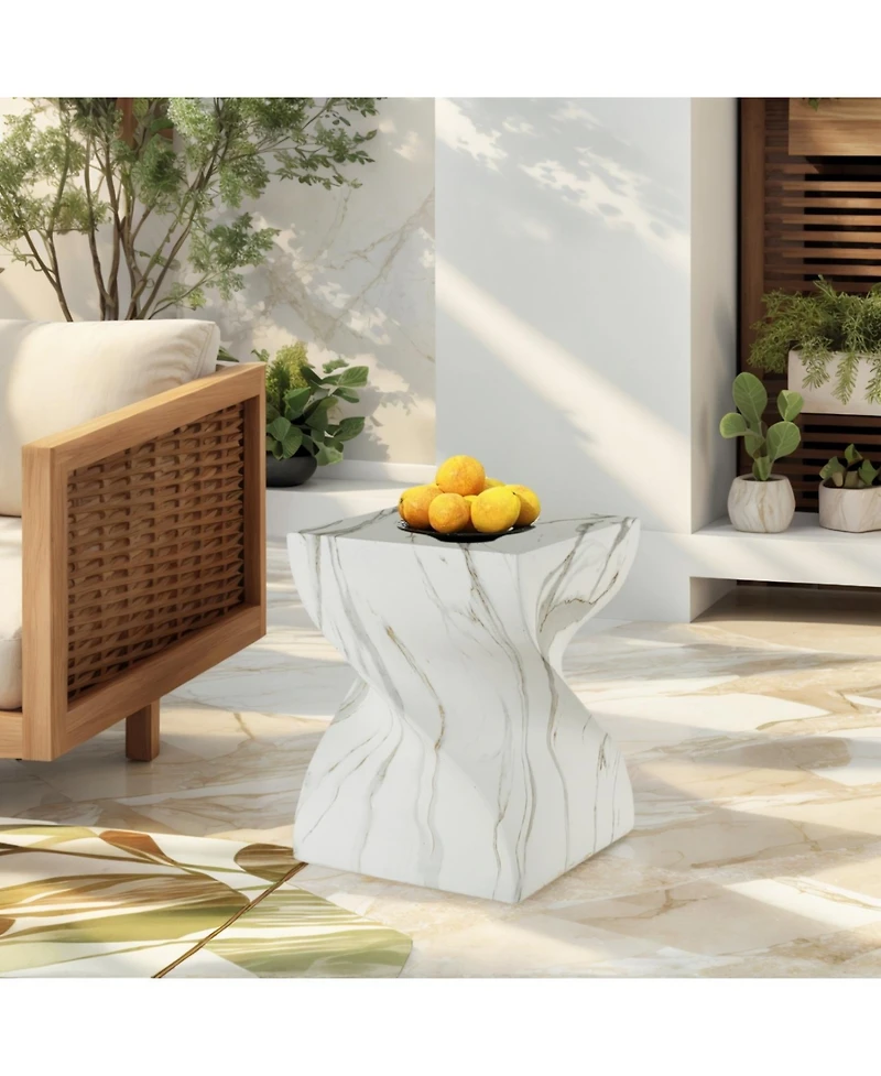 Streamdale Furniture Cement Outdoor Accent Table - Terrazzo Style