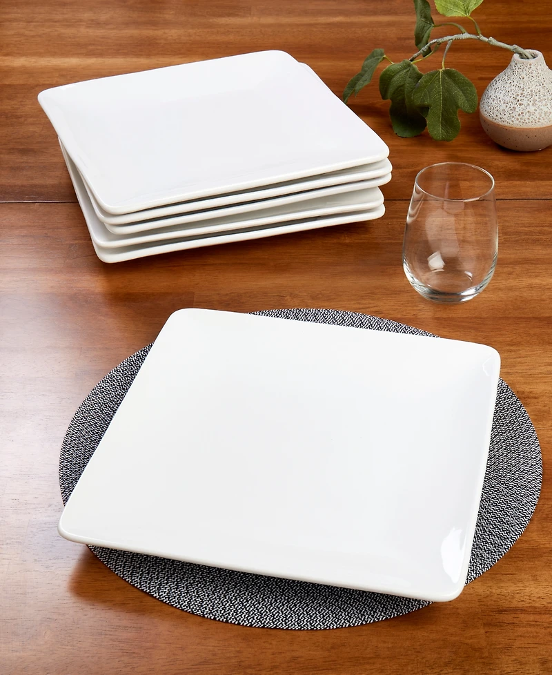 Tabletops Gallery Contemporary Square Dinner Plates, Set of 6, Service For 6