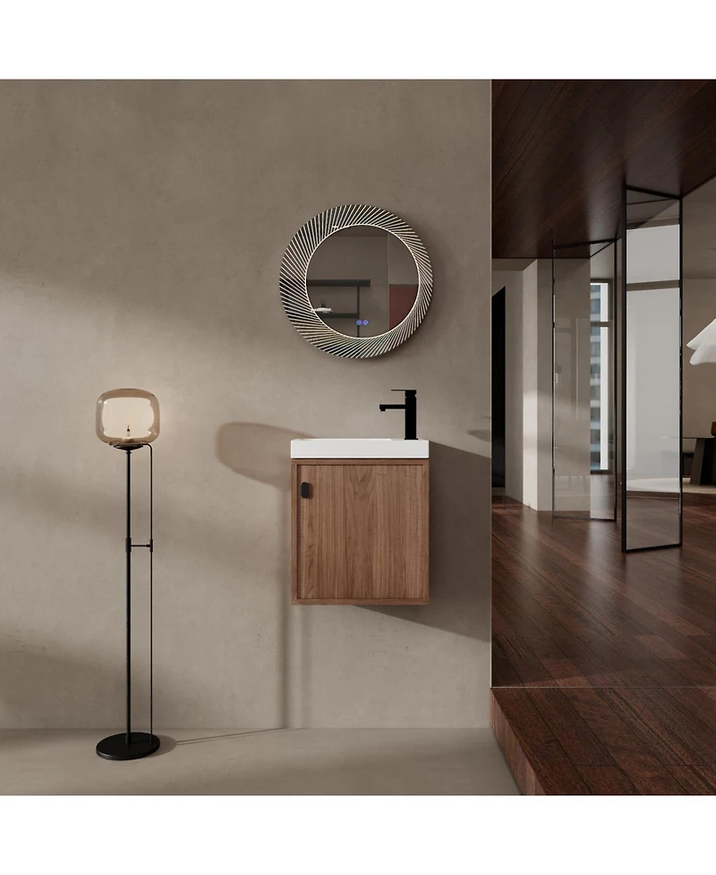 Streamdale 18.5" Wall-Mount Vanity, Resin Sink, Soft Close, Walnut