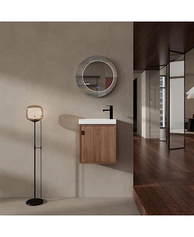 Streamdale 18.5" Wall-Mount Vanity, Resin Sink, Soft Close, Walnut