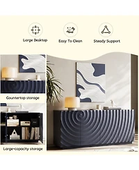 Streamdale FurnitureNavy Blue Buffet Cabinet with 4 Doors, 59" Sideboard