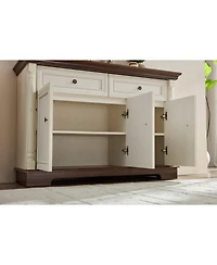 Streamdale Farmhouse Kitchen Storage Cabinet, Roman Column Coffee Bar/Wine Cooler
