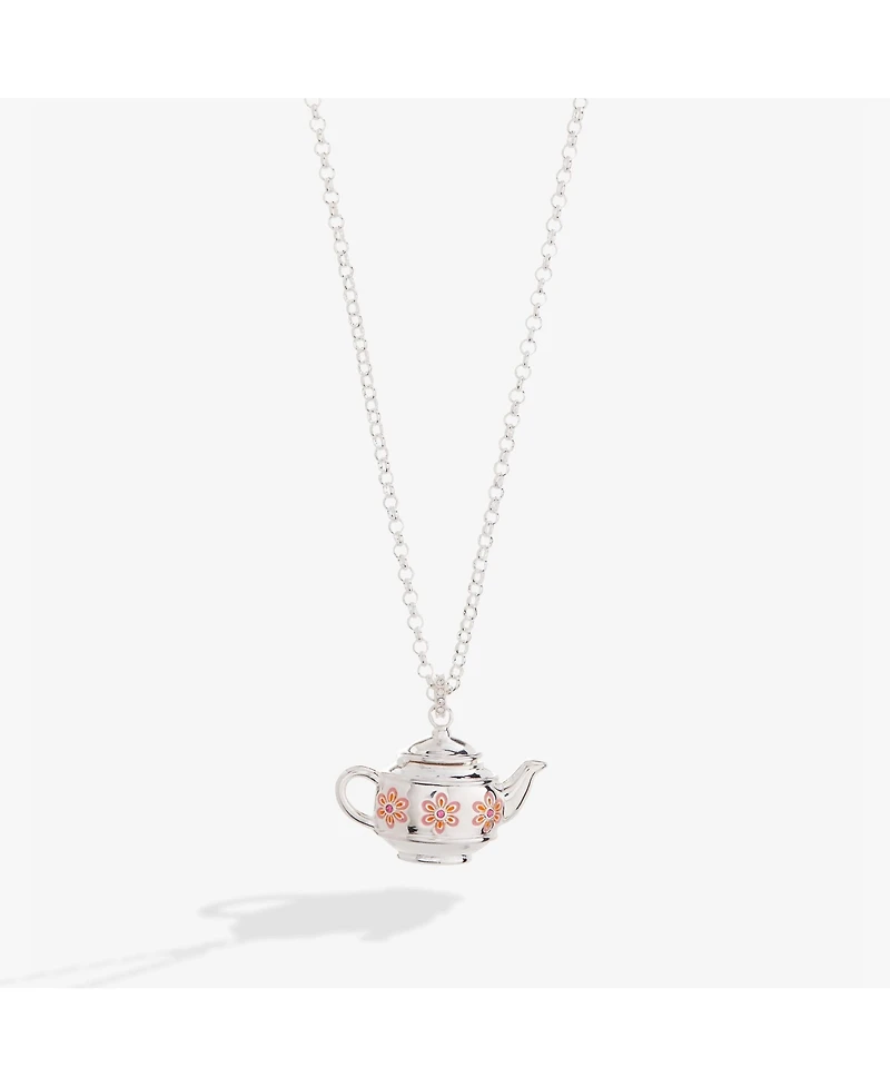 Floral Teapot Locket Pendant Necklace