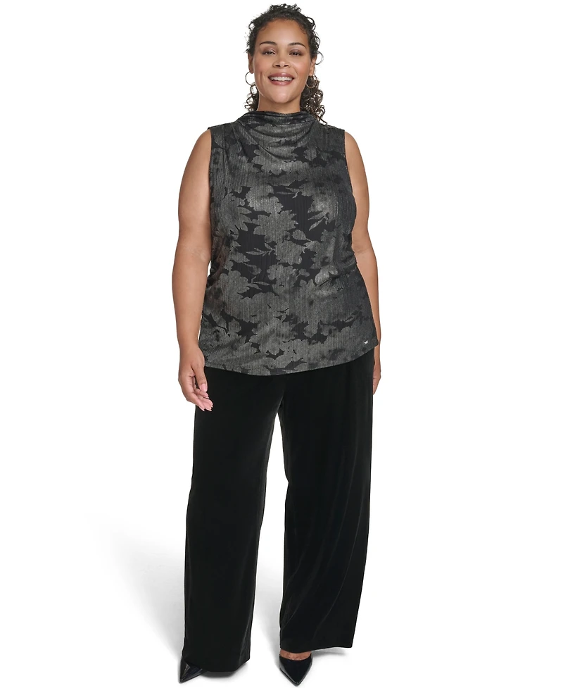 Calvin Klein Plus Novelty Printed Ruched Top