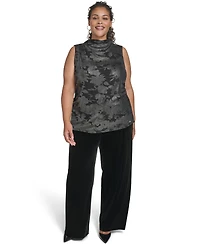 Calvin Klein Plus Novelty Printed Ruched Top