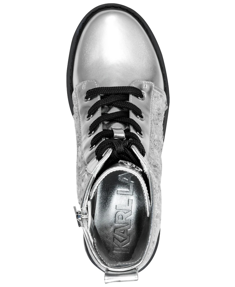 Karl Lagerfeld Paris Women's Marlee Sequin Combat Boots
