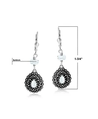 American West Jewelry Sterling Silver White Howlite Pear-Shaped Concha Lever Back Earrings