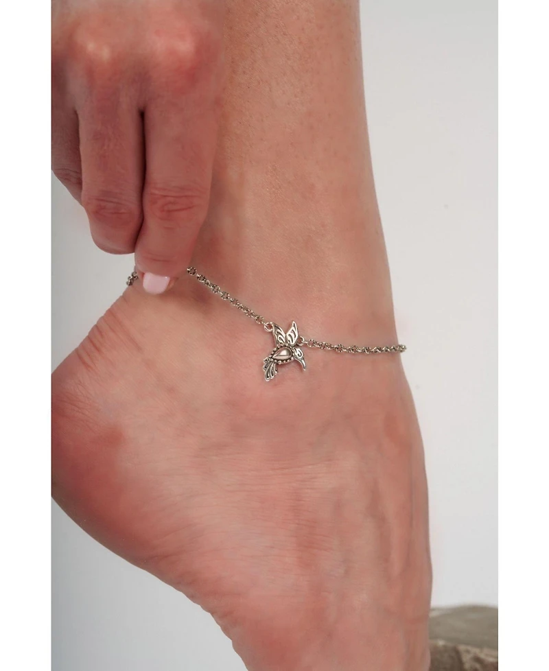 American West Jewelry Sterling Silver Hummingbird Anklet, 10 Inches