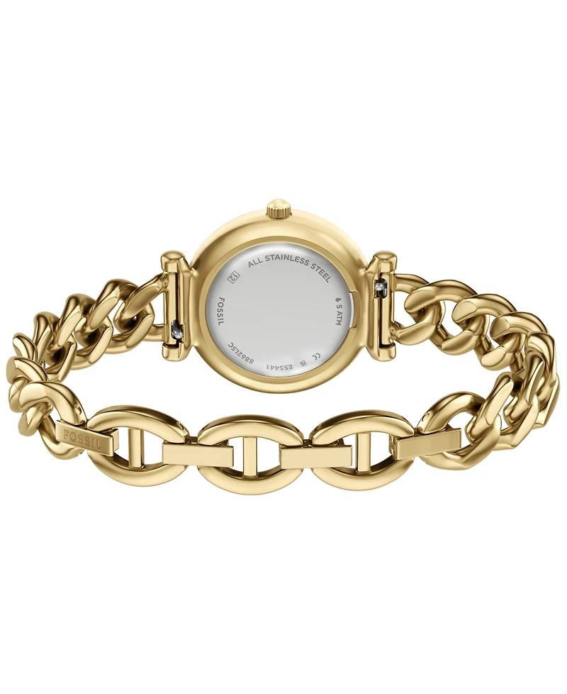 Fossil Women's Carlie Three-Hand Gold-Tone Stainless Steel Watch, 28mm