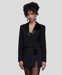 Avec Les Filles Women's Lapel Cropped Blazer