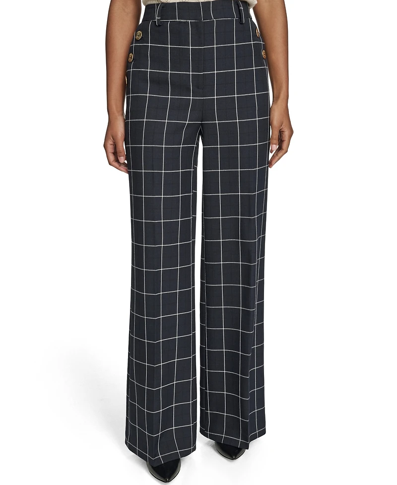 Tommy Hilfiger Women's High Rise Windowpane Sailor Pants