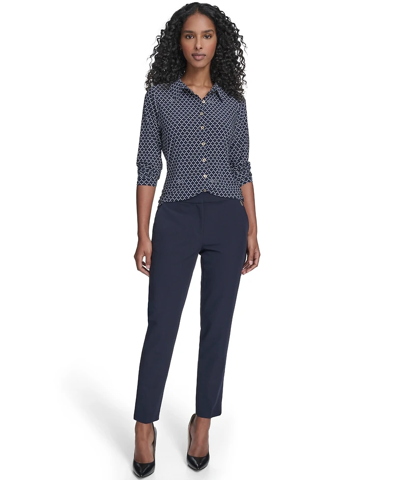 Tommy Hilfiger Women's Long Sleeve Clover Button-Up Top