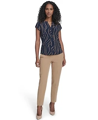 Tommy Hilfiger Women's Cascade Dot Cap Sleeve V-Neck Top