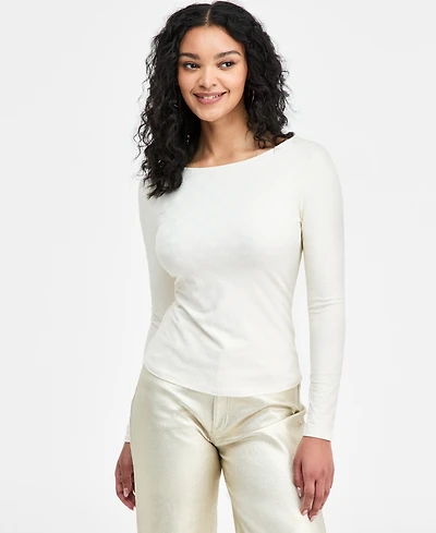 Guess Women's Long-Sleeve Scoop-Back Nadene Top