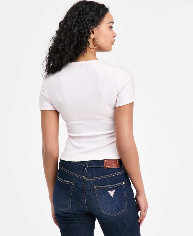 Guess Women's Studded Script Logo Crewneck T-Shirt