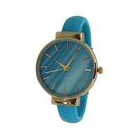 Olivia Pratt Leather Bangle Fashion Watch With Gradient Face - Turquoise