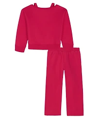Tommy Hilfiger Girls 4-6X 2-Piece Oversized Sweatshirt and Wide-Leg Pants Set