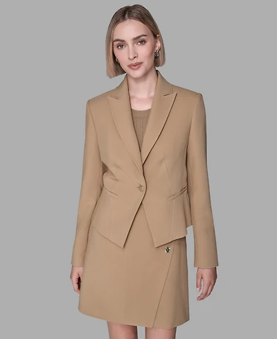 Karl Lagerfeld Paris Women's Long-Sleeve Cropped Button Jacket