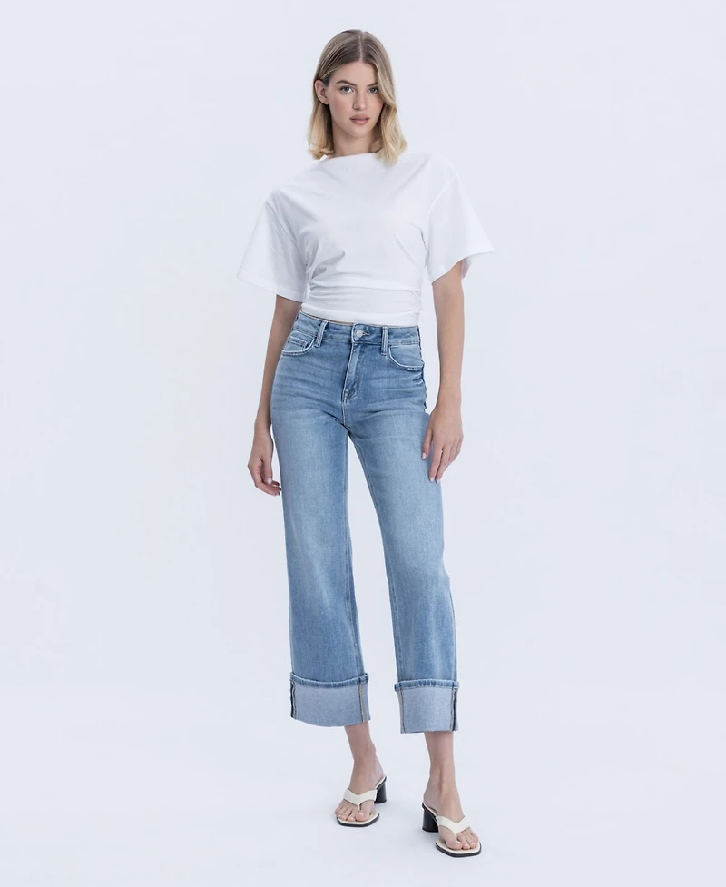Flying Monkey Women's High Rise Slim Wide Leg Jeans