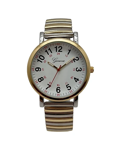 Olivia Pratt Two Tone Bold Numbers and Casual Stretch Band Women Watch