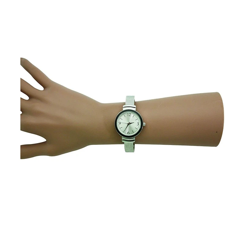 Silver Black Olivia Pratt Every Day Textured Metal Bangle Watch