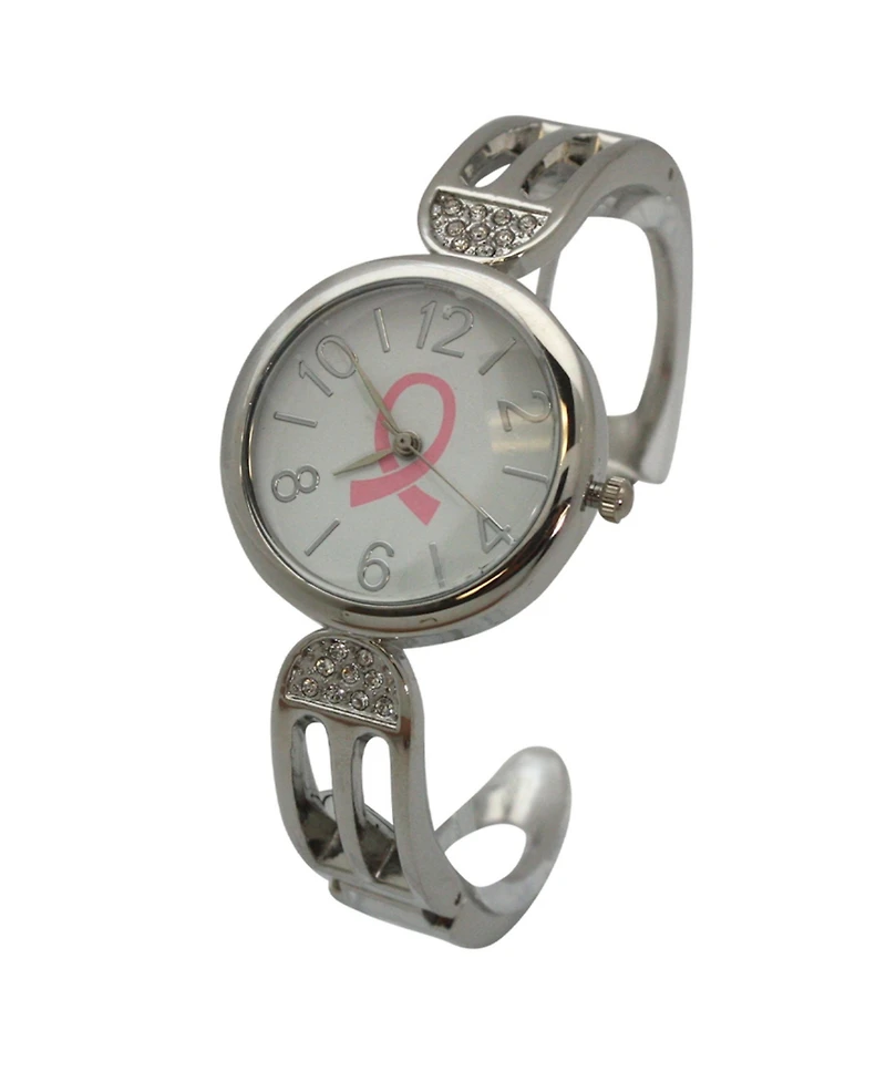 Olivia Pratt Breast Cancer Awareness Ribbon Bangle Watch