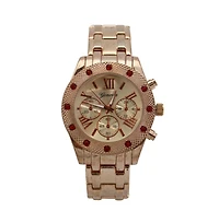 Olivia PrattRosegold Women's Red Rhinestone Detail Boyfriend Metal Watch