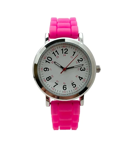 Olivia Pratt Hot Pink Easy Read Medical Professionals Silicone Band Women Watch