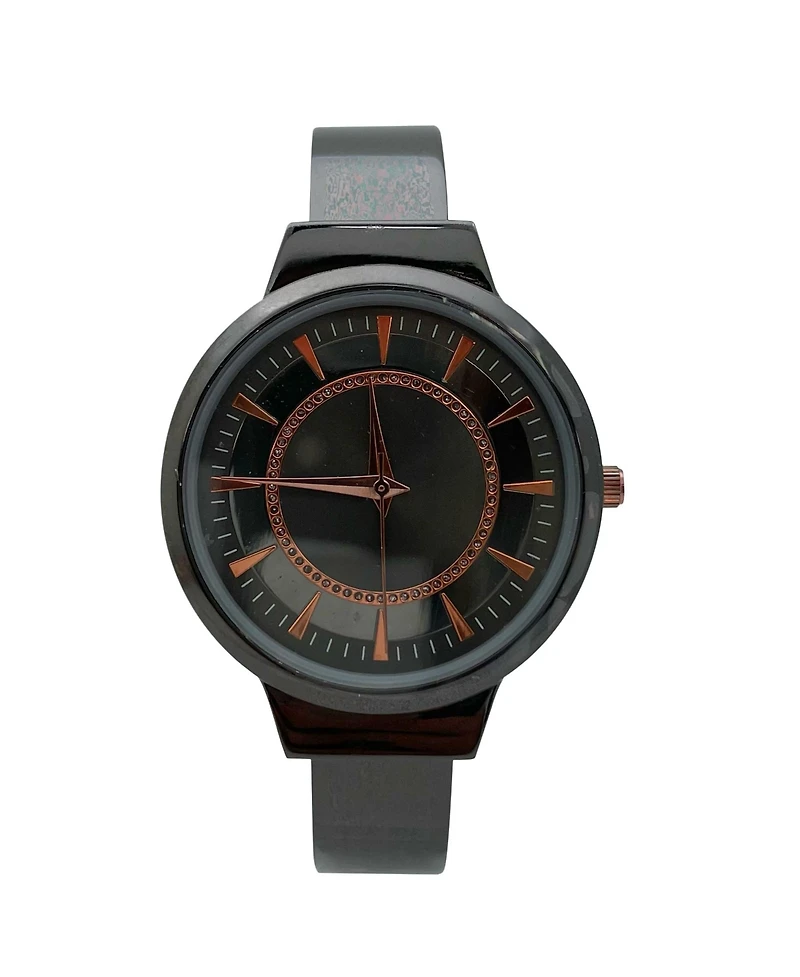 Olivia Pratt Metallic Colors Round Face Bangle Women Watch, Gunmetal
