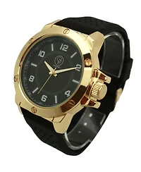 Olivia Pratt Black Gold Three-Hand Silicone Band Men Watch