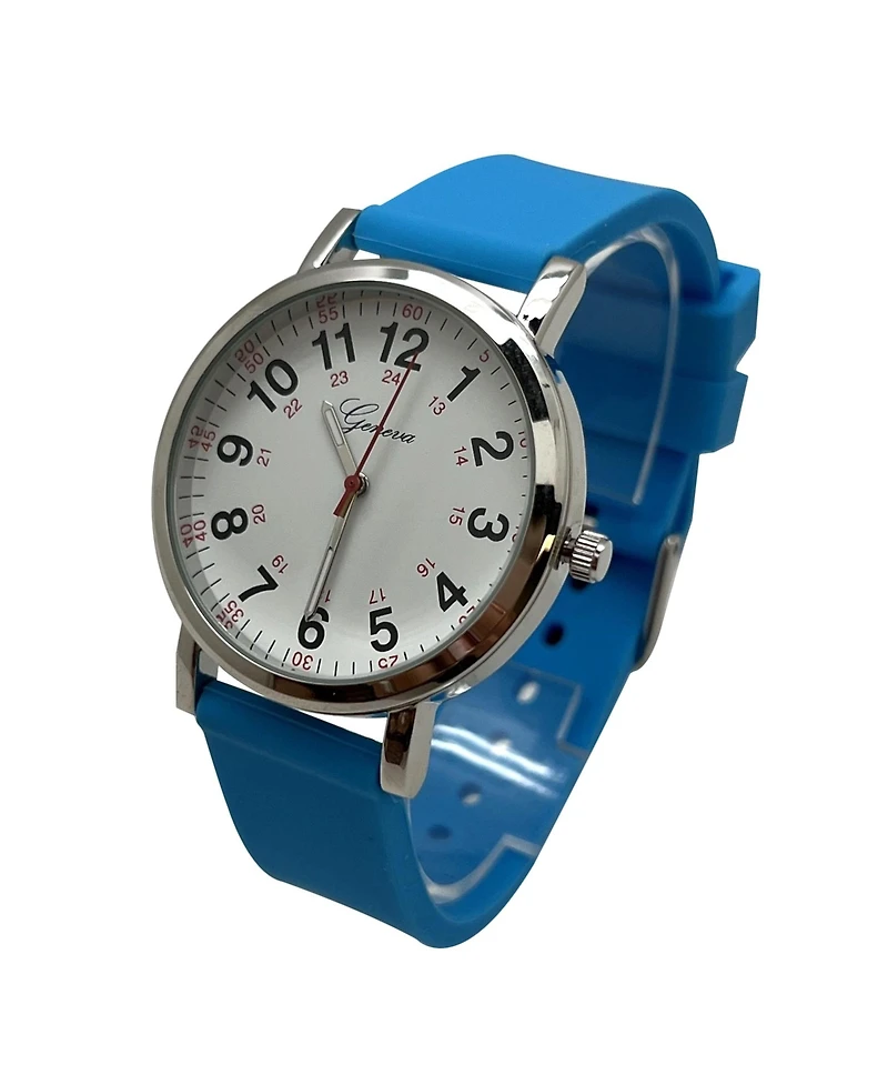 Olivia Pratt Turquoise Easy-Read Nurse Watch with Silicone Band Women Watch