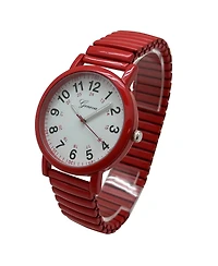 Olivia Pratt Red Bold Numbers and Casual Stretch Band Women Watch