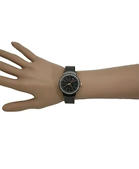 Olivia Pratt Gunmetal Textured And Rhinestone Detal Bangle Watch