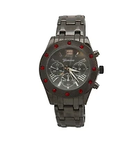 Olivia Pratt Gunmetal Women's Red Rhinestone Detail Boyfriend Metal Watch